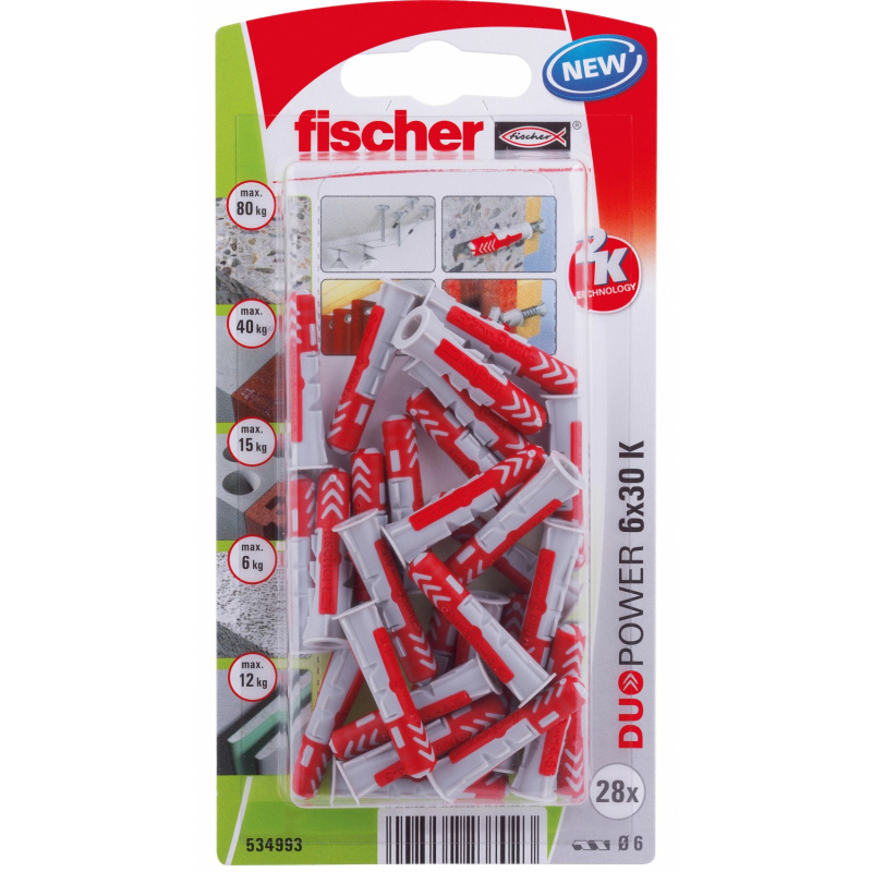Fischer Hmoždinka DuoPower 6 x 30 K NV, 28 ks