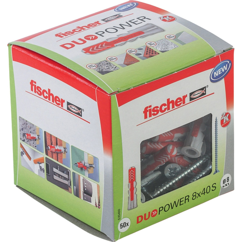 Fischer Hmoždinka DuoPower 8 x 40 S se šrouby, 50 ks