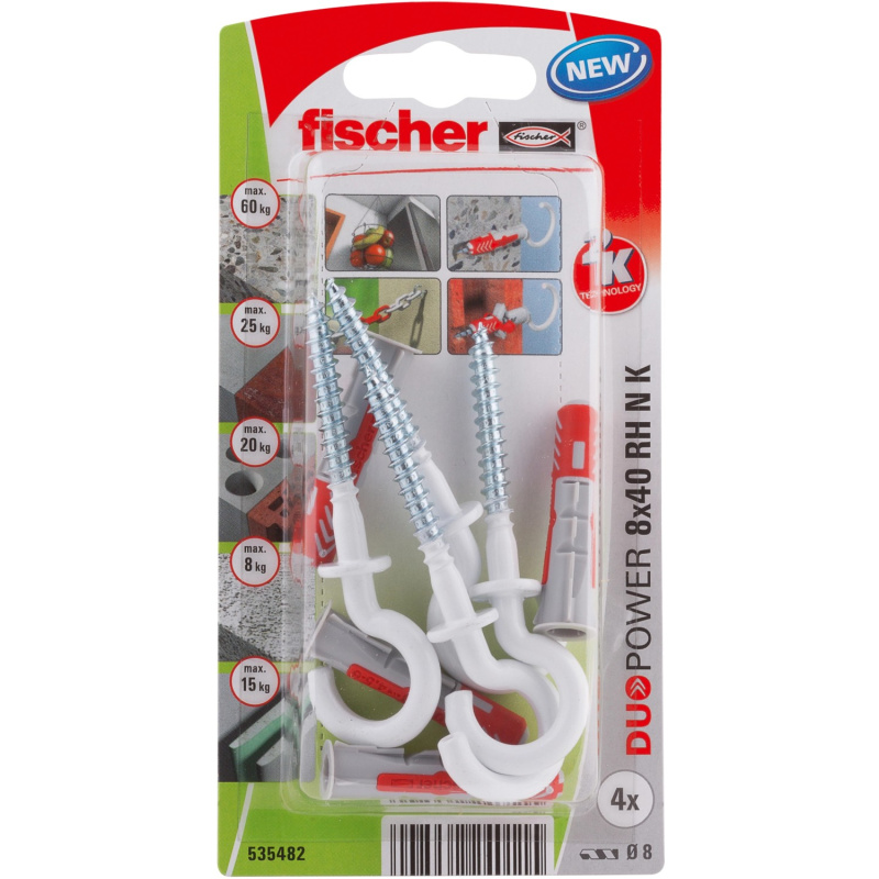 Fischer Hmoždinka DuoPower 8 x 40 RH N K NV se skobou, 4 ks
