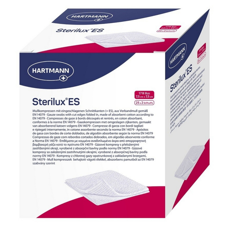 STERILUX Gáza kompres sterilní 7.5 x 7.5 cm 8 vrstev 25 x2 ks