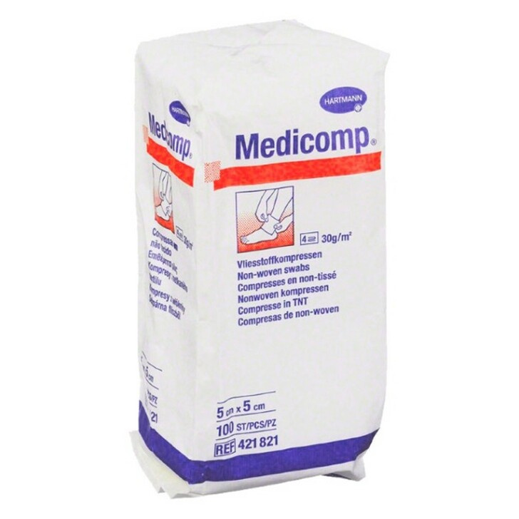 MEDICOMP Kompres nesterilní 5 x 5 cm 100 kusů