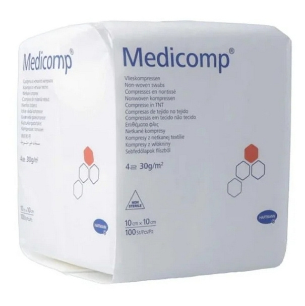 MEDICOMP Kompres nesterilní 10 x 10 cm 100 kusů