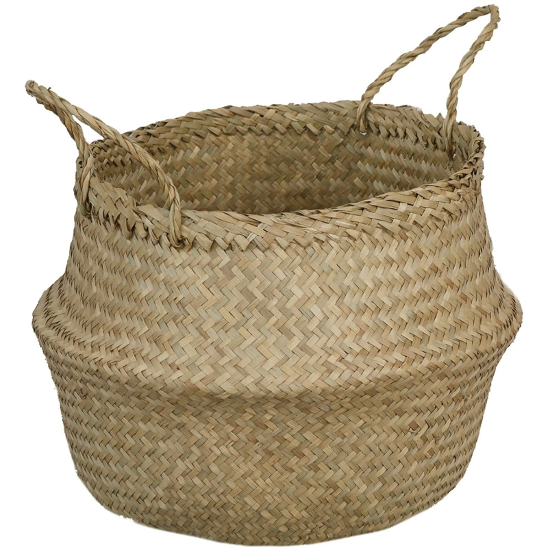 Košík z mořské trávy s uchy, přírodní, pr. 30 x 25/35 cm