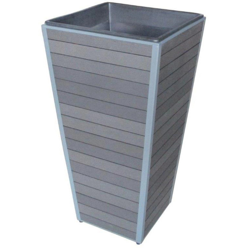 WPC vysoký květináč Monaco, antracit, 27 x 27 x 44 cm