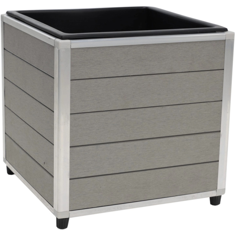 Květinový truhlík kostka s vyjímatelnou vložkou, světle šedá, 27 x 27 x 28 cm