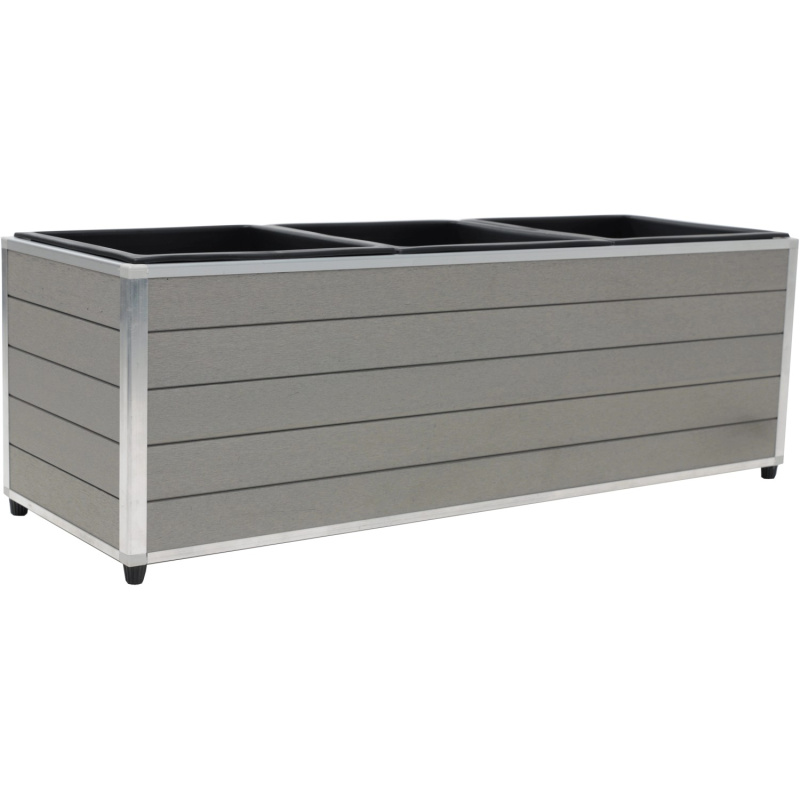 Květinový truhlík obdélníkový se 3 vyjímatelnými vložkami, šedá, 78 x 27 x 27 cm