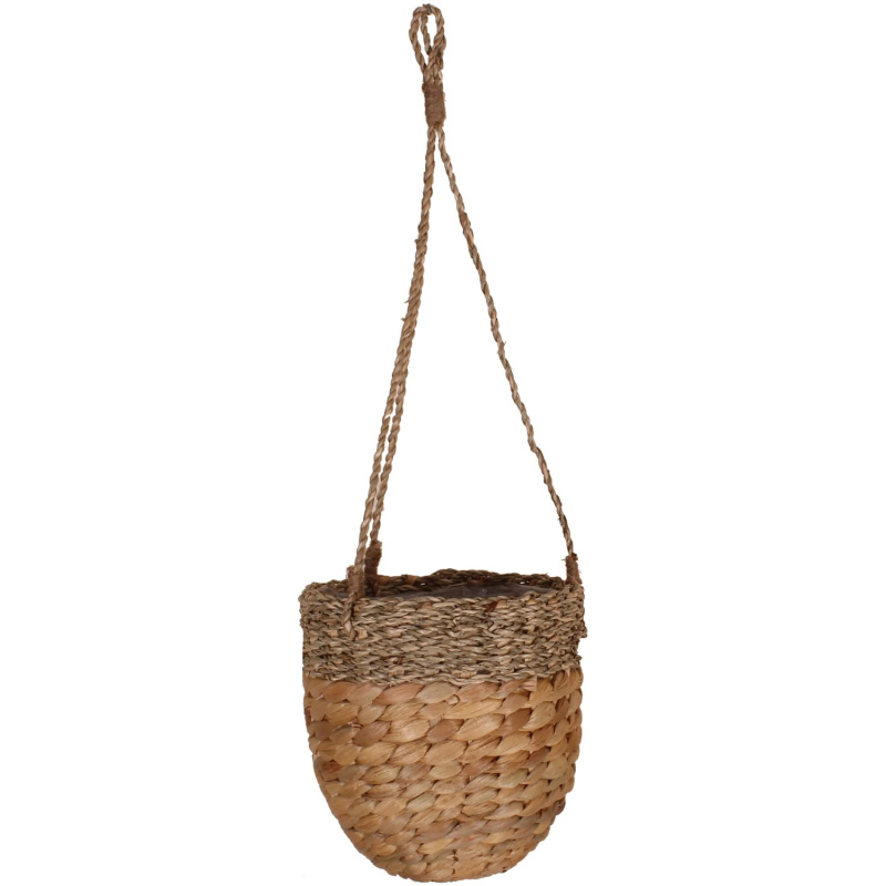 Závěsný květináč z vodního hyacintu a mořské trávy, přírodní, pr. 16 x 15 cm