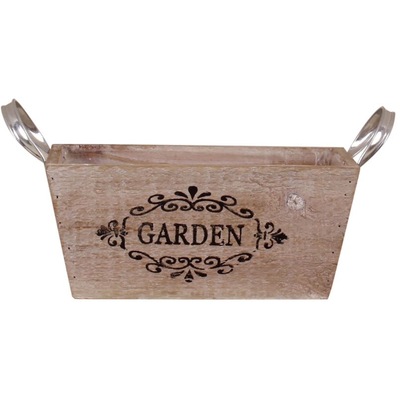 Dřevěná bedna "Home" s kovovými úchyty, hnědá, 22,5 x 13 x 10 cm