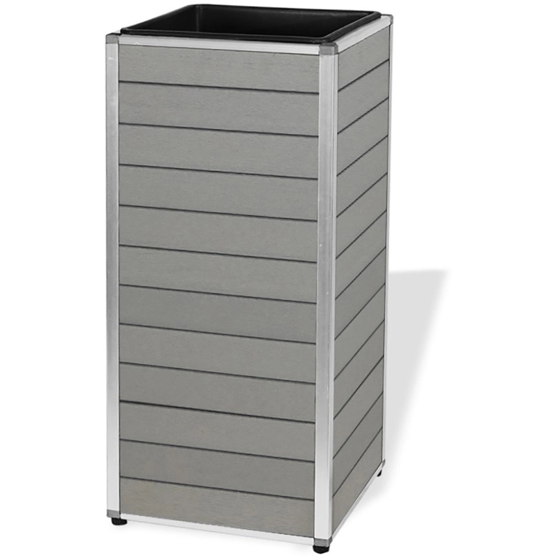 Podlahová váza s vyjímatelnou plastovou vložkou, světle šedá, 27 x 27 x 62 cm