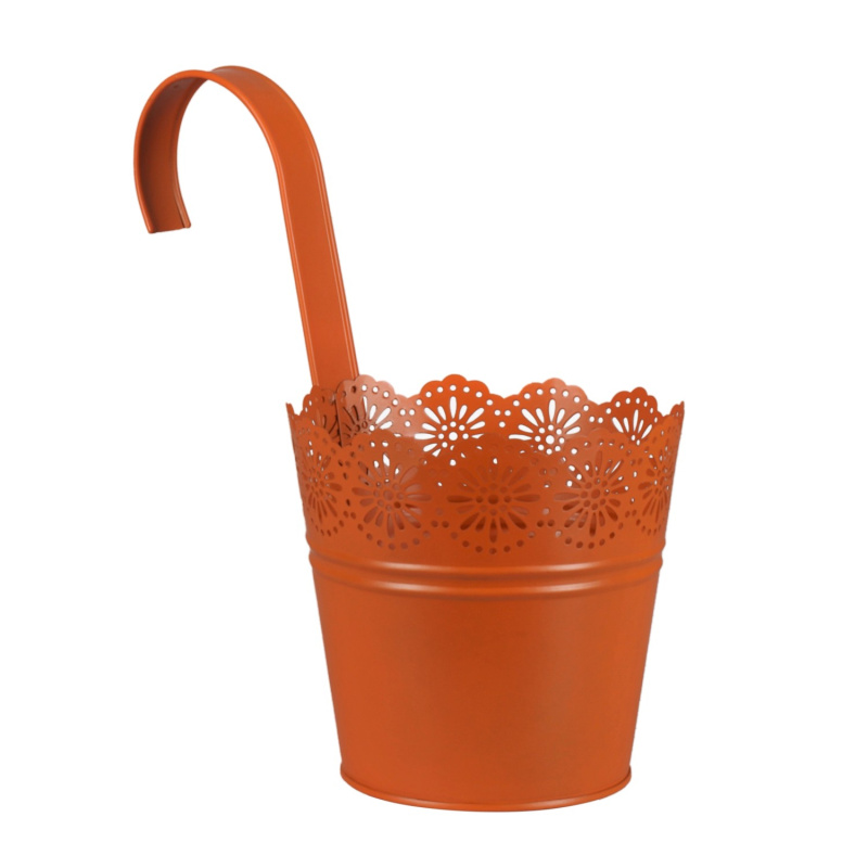 A.H.G. Zinkový květináč na balkon Crown, oranžová, pr. 13,5 x 24 cm