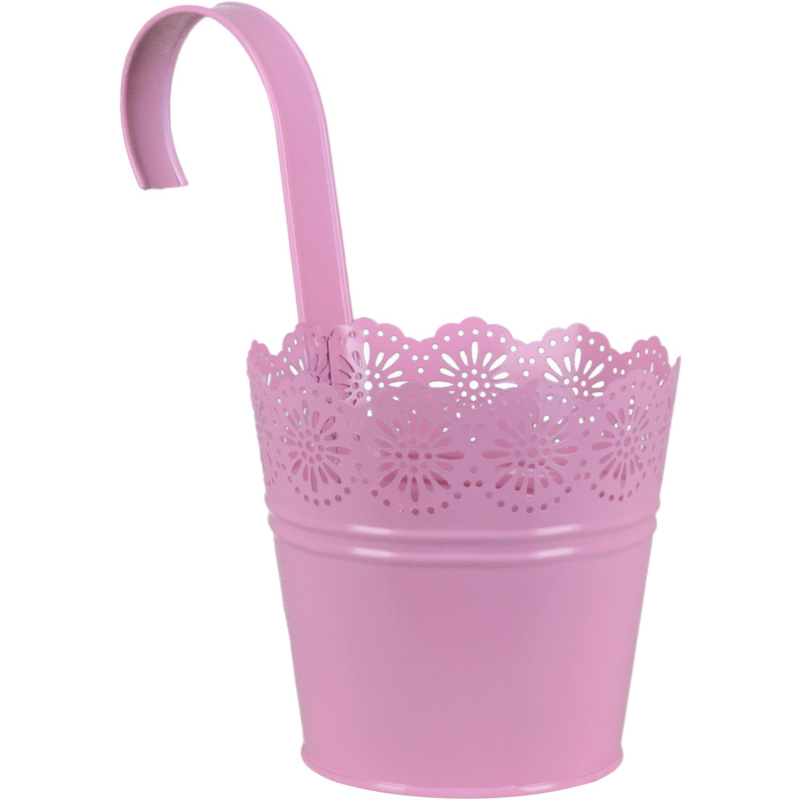 A.H.G. Zinkový květináč na balkon Crown, růžová, pr. 15,5 x 26 cm