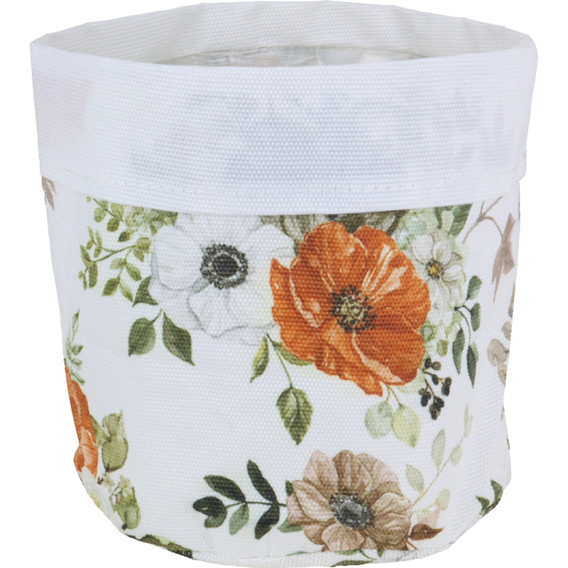 A.H.G Květináč Flora s PE vložkou se vzorem květin bílý pr. 13 x 13 cm