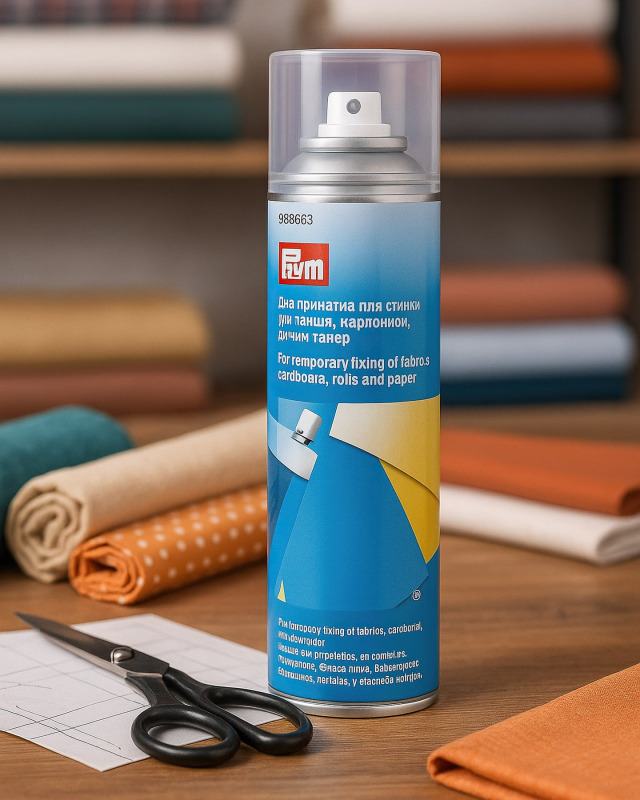 PRYM Lepidlo na textil ve spreji 968 063, trvalé spojení, aktivace žehličkou, 250 ml