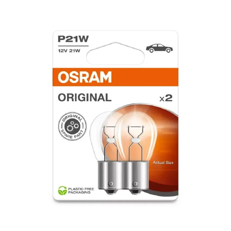 OSRAM Pomocná autožárovka Original s kovovou paticí P21W, 12V, 2 ks (BLI ECO)