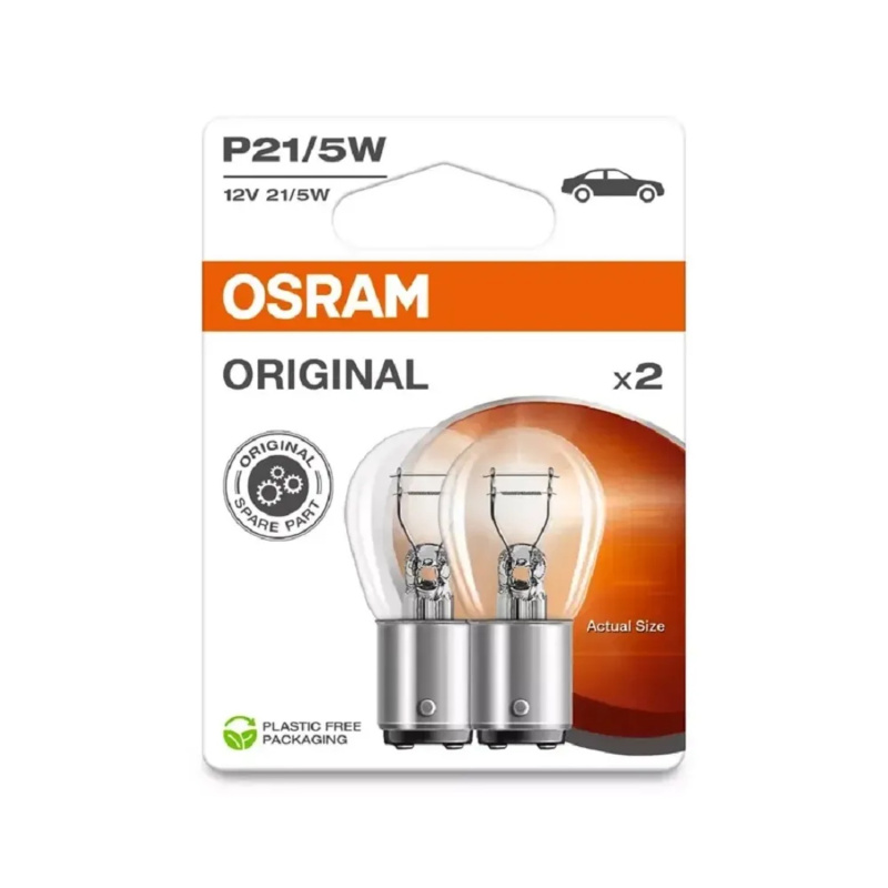 OSRAM Pomocná autožárovka Original s kovovou paticí P21/5W, 12V, 2 ks (BLI ECO)