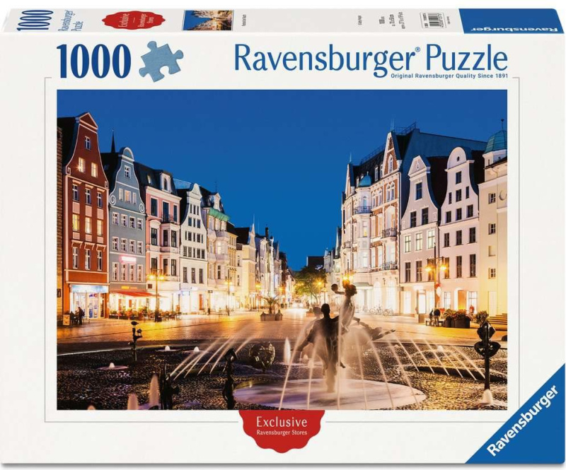 Puzzle Ravensburger 1000 dílků Rostock v noci, Německo