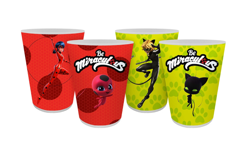 Miraculous / Ladybug - sada 4 plastových kelímků 300 ml