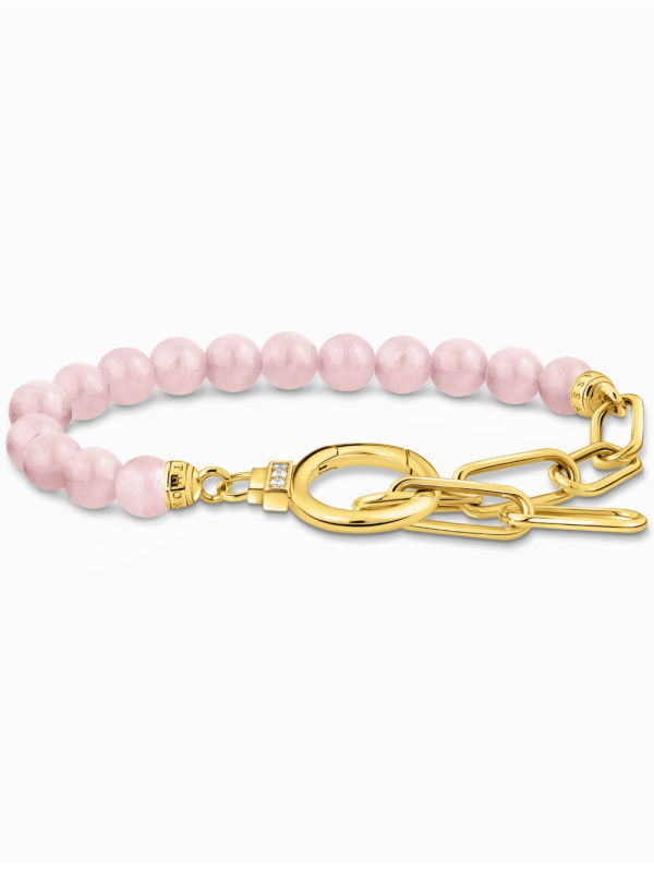 Thomas Sabo A2134-414-9-L19V Vergoldetes náramek s růžovými korálky