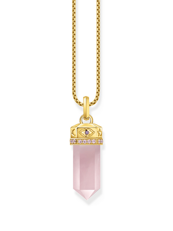 Thomas Sabo PE955-995-9 Gold-plated pendant with rose-coloured rose quartz crystal