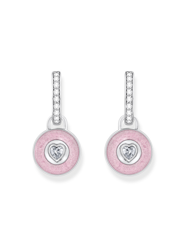 Thomas Sabo CR723-691-9 Silver hoop earrings with pink pendant & zirconia