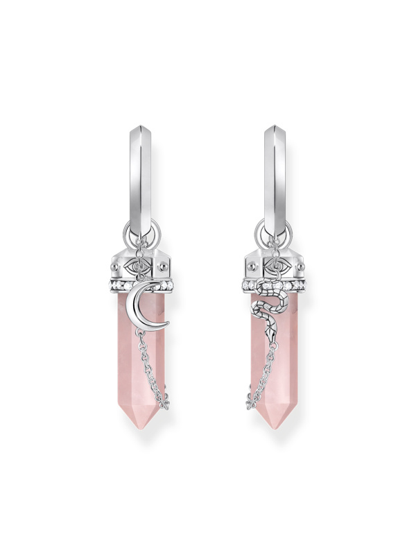 Thomas Sabo CR722-643-9 Silver hoop earrings with pink crystal pendant & symbols