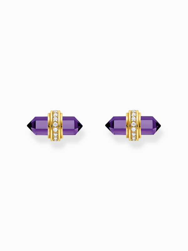 Thomas Sabo H2281-414-13 Gold stud earrings with violet onyx