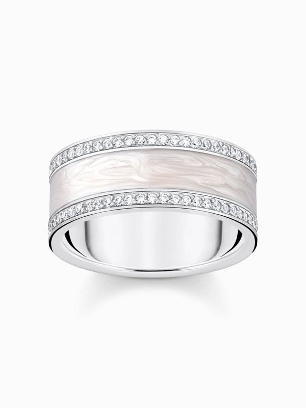 Thomas Sabo TR2446-041-14-56 Silver band prstýnek with white zirconia and enamel