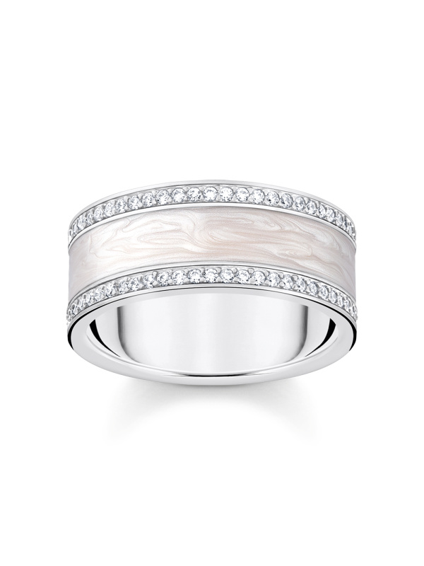 Thomas Sabo TR2446-041-14-58 Silver band prstýnek with white zirconia and enamel