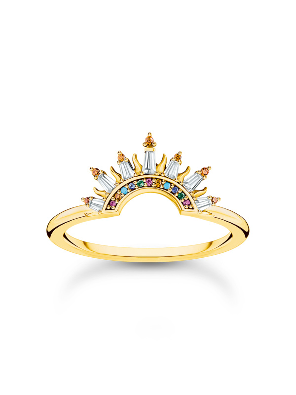 Thomas Sabo TR2456-488-7-56 Gold-plated prstýnek with sunbeams and coloured stones