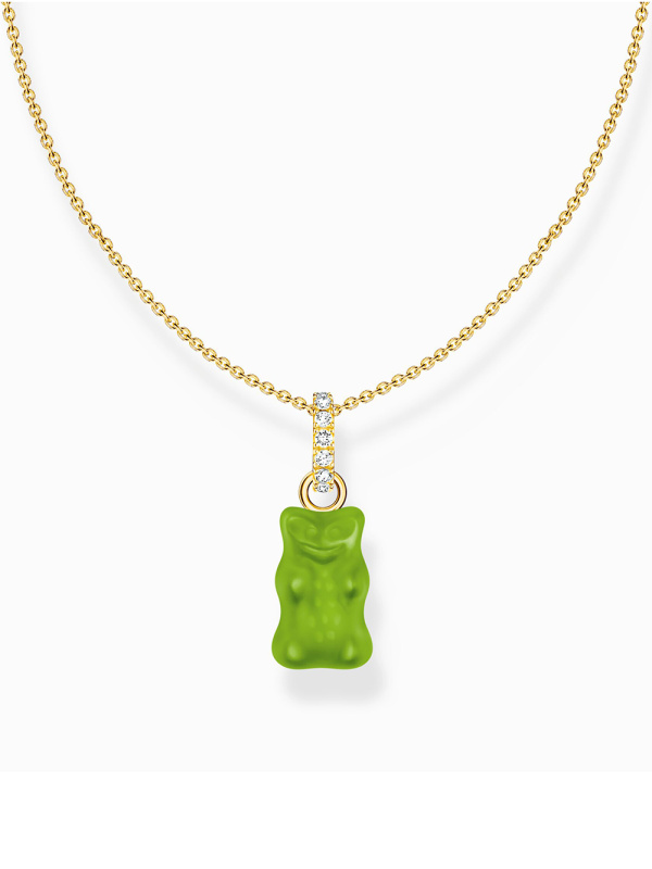 Thomas Sabo KE2209-414-6-L45V Gold-plated chain with green Goldbears pendant