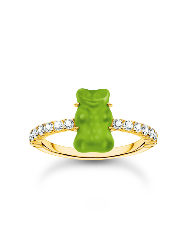 Thomas Sabo TR2459-414-6-54 Gold prstýnek with green Goldbears