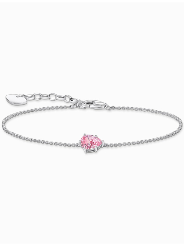 Thomas Sabo A2159-051-9-L19V Silver náramek s růžovým zirkonem drop