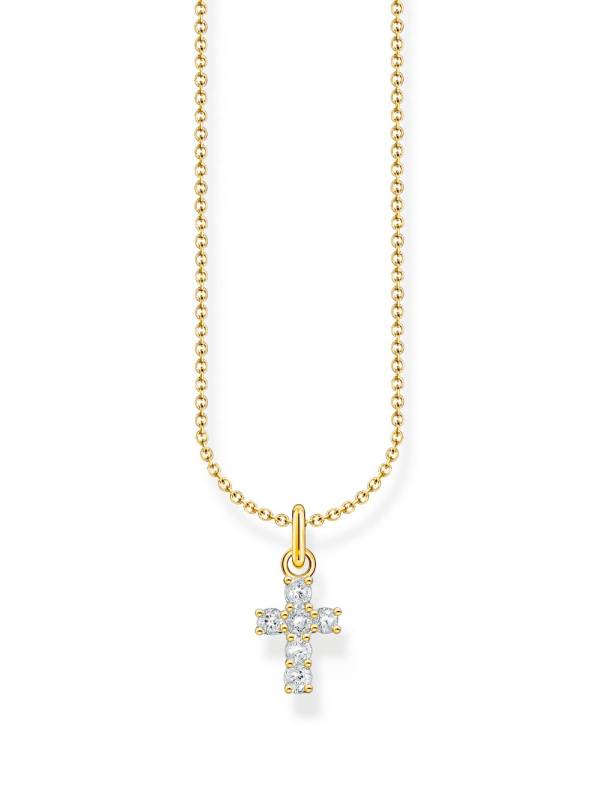 Thomas Sabo KE2226-414-14-L45V Gold-plated Necklace with Cross Pendant + Zirconia 38-45 cm