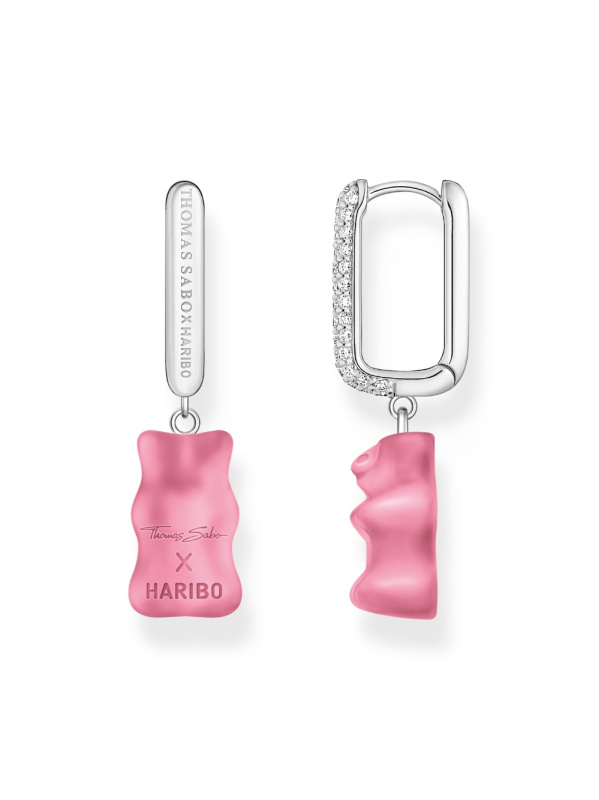 Thomas Sabo CR727-052-9 Silver Single Hoop Earrings Midiversion with pink Gold Bears 34,5 mm