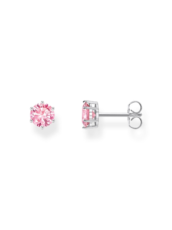 Thomas Sabo H2301-051-9 Silver Ear Studs with pink Brilliant-cut Stone 6,0 mm