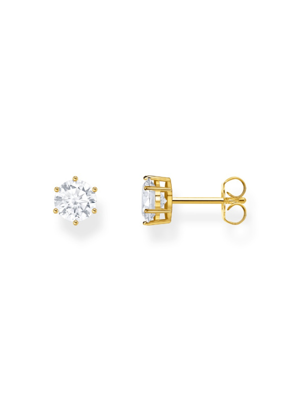 Thomas Sabo H2301-414-14 Gold-plated Ear Studs with white Brilliant-cut Stone 6,0 mm