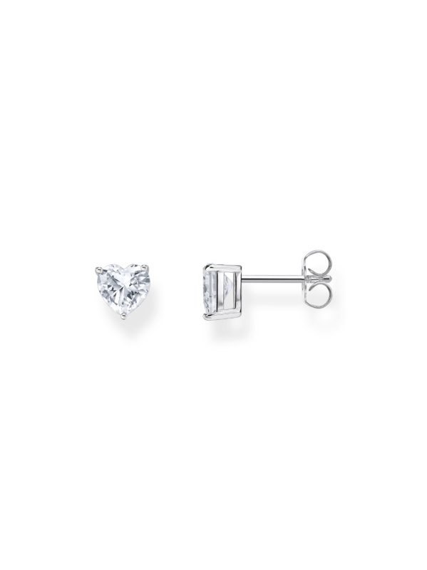 Thomas Sabo H2306-051-14 Silver Ear Studs with white Stone in Heart Shape 7,0 mm