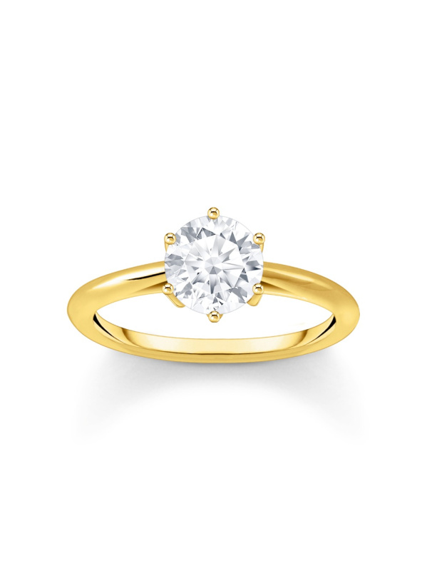 Thomas Sabo TR2474-414-14-54 Gold-plated prstýnek with white Stone in Brilliant-cut