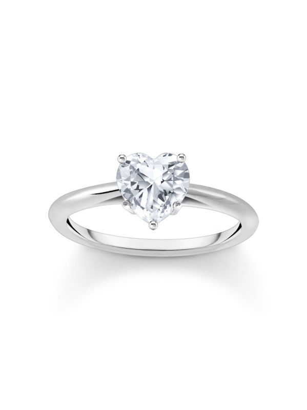 Thomas Sabo TR2476-051-14-56 Silver prstýnek with white Stone in Heart Shape