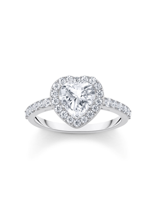 Thomas Sabo TR2477-051-14-56 Silver Halo-prstýnek in Heart Shape with white Zirconia