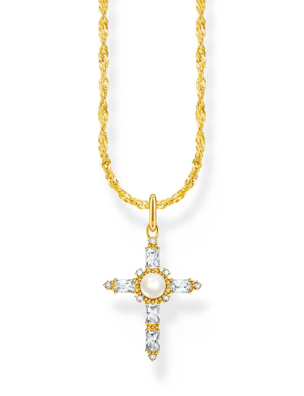 Thomas Sabo KE2296-445-14-L45V Gold-plated Necklace With Cross Pendant Cross Romance