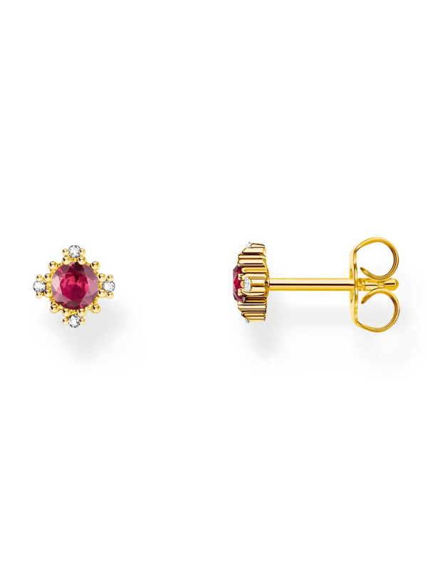 Thomas Sabo H2311-995-10 Gold-plated Stud Earrings With Red Stone