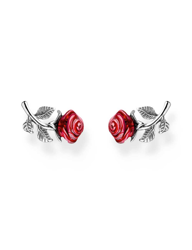 Thomas Sabo H2314-664-10 Silver Stud Earrings Roses Romance