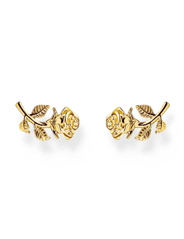 Thomas Sabo H2314-413-39 Gold-plated Stud Earrings Roses Romance