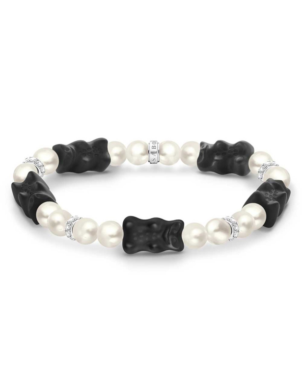 Thomas Sabo A2170-052-11-L17 perlový náramek s 5 černými Haribo medvídky