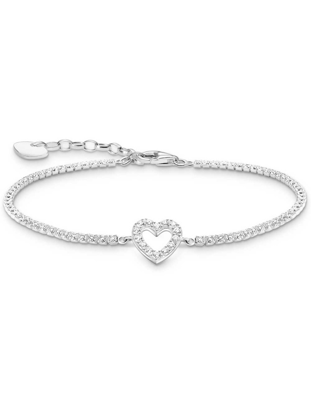 Thomas Sabo A2177-051-14-L19V tenisový náramek srdce s bílými kamínky