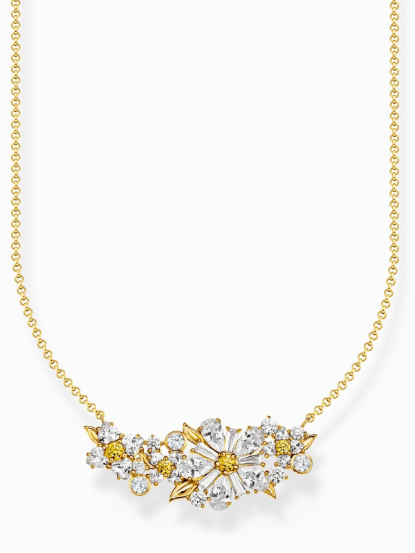 Thomas Sabo KE2085-414-4-L45V chain flower with stones gold plated