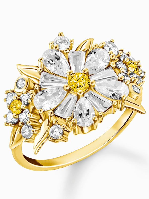 Thomas Sabo TR2335-414-4-54 Cocktailprstýnek flower with stones gold plated