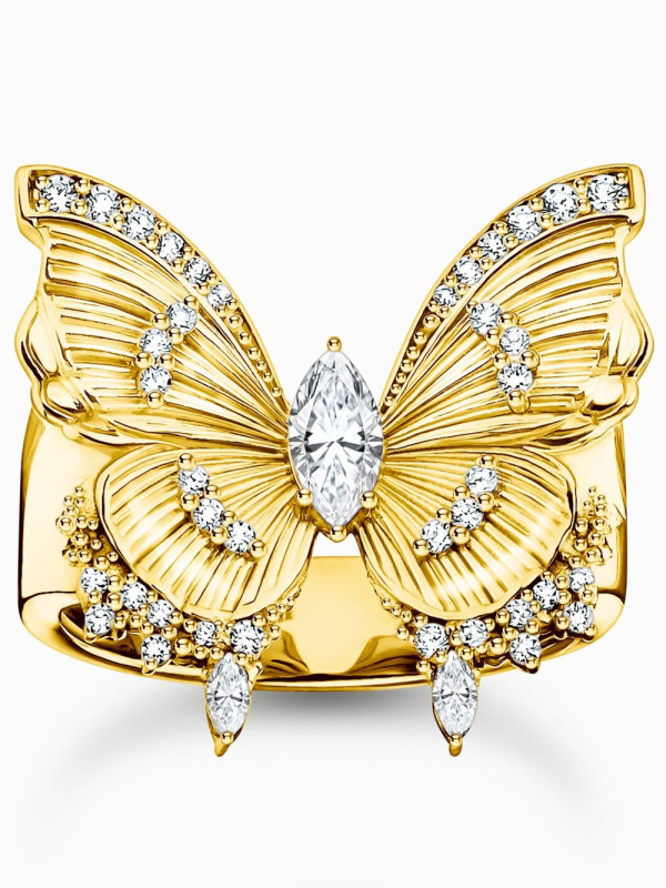 Thomas Sabo TR2495-414-14-56 Cocktailprstýnek butterfly gold plated