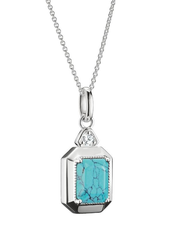 Thomas Sabo KE2366-405-17-L45V Necklace Octagon with imitation turquoise Elyndra Silver